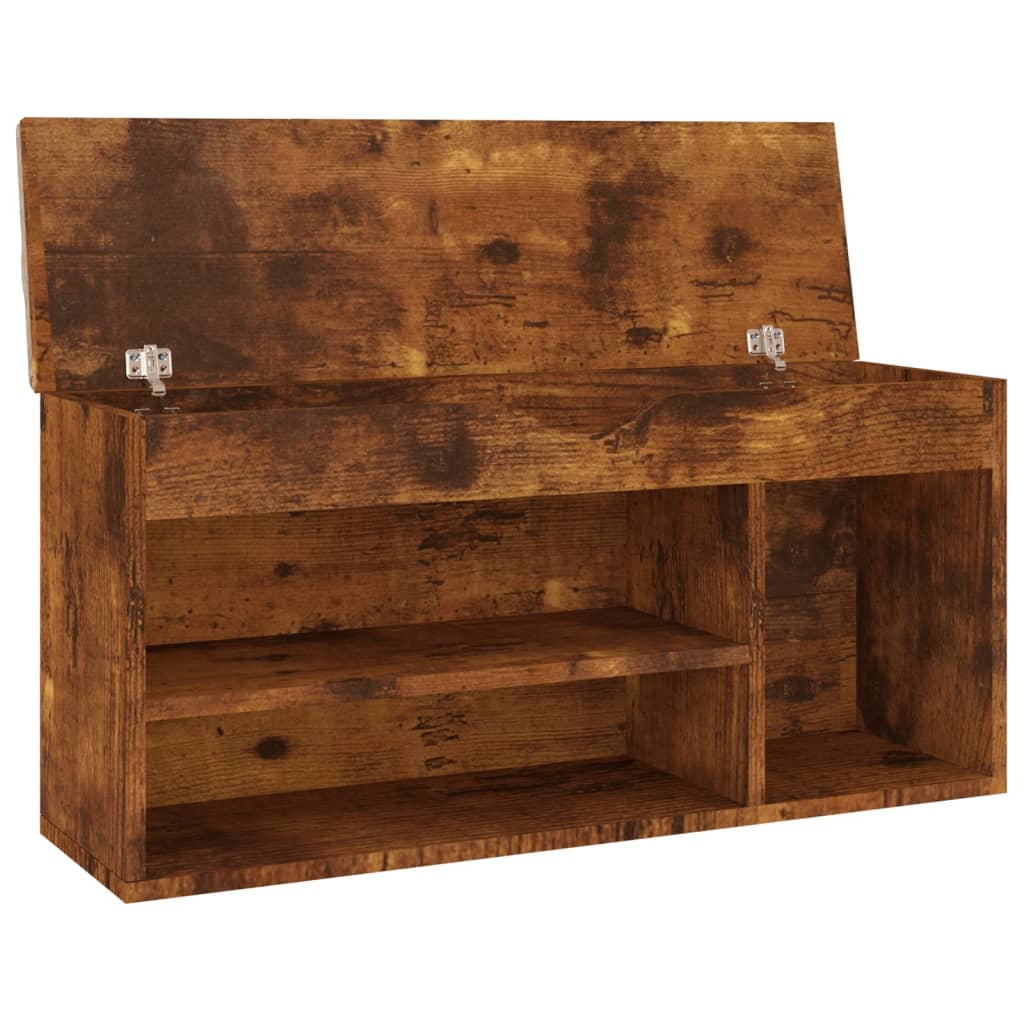 skobænk med hynde 104x30x49 cm konstrueret træ røget eg