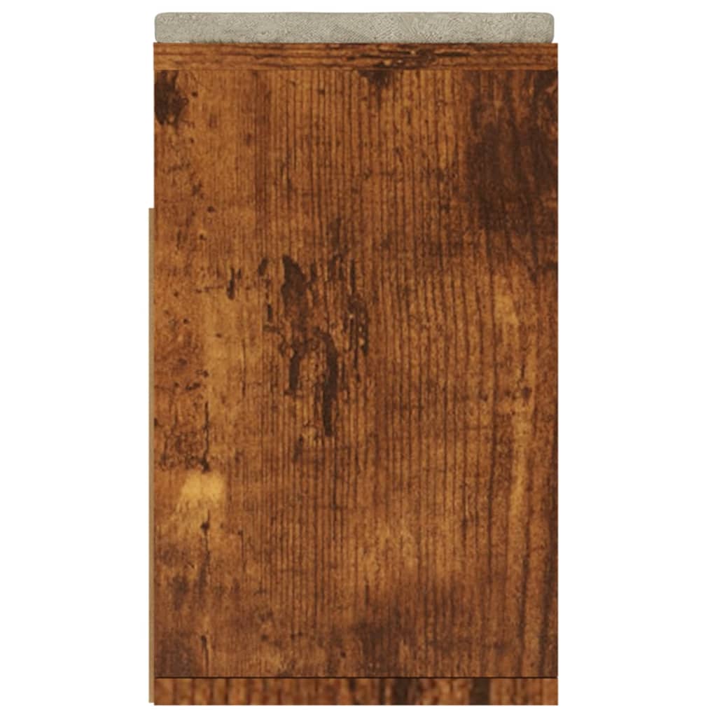 skobænk med hynde 104x30x49 cm konstrueret træ røget eg