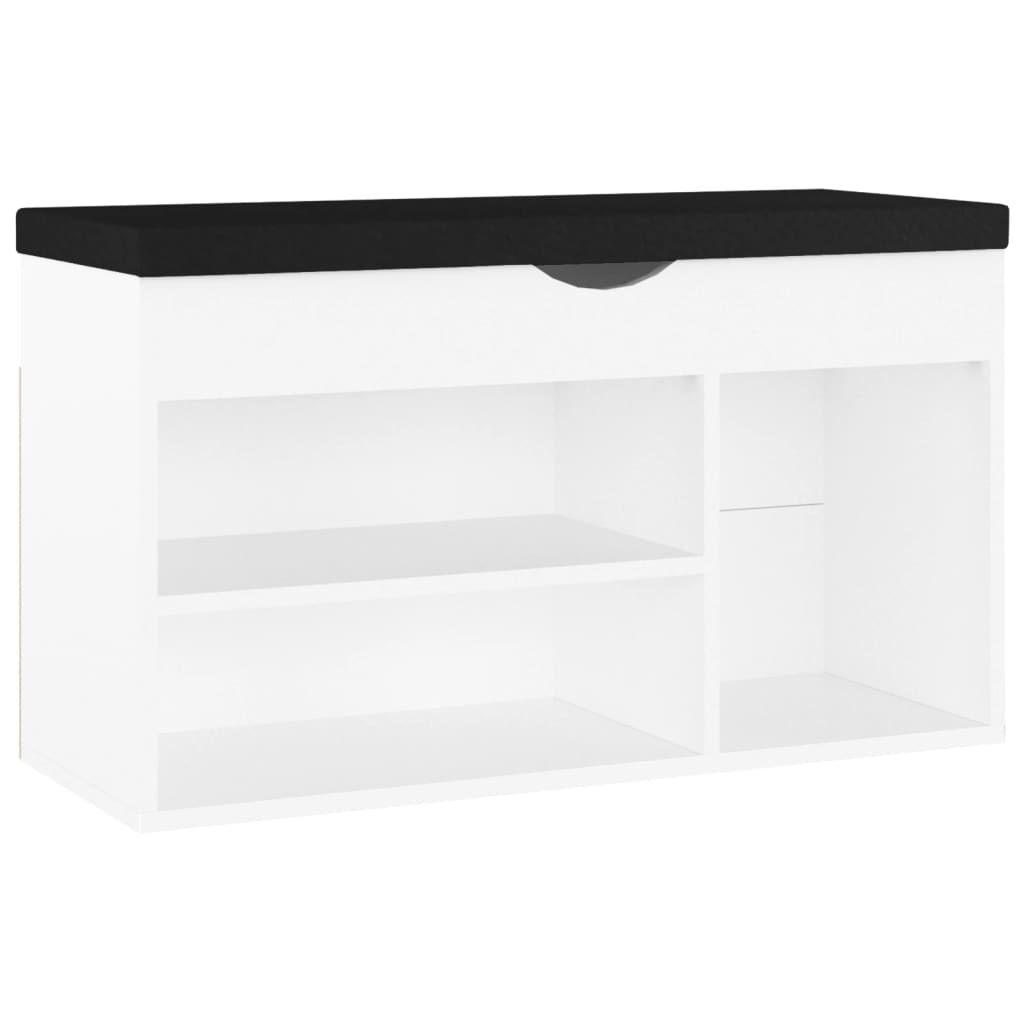 skobænk med hynde 80x30x47 cm konstrueret træ hvid