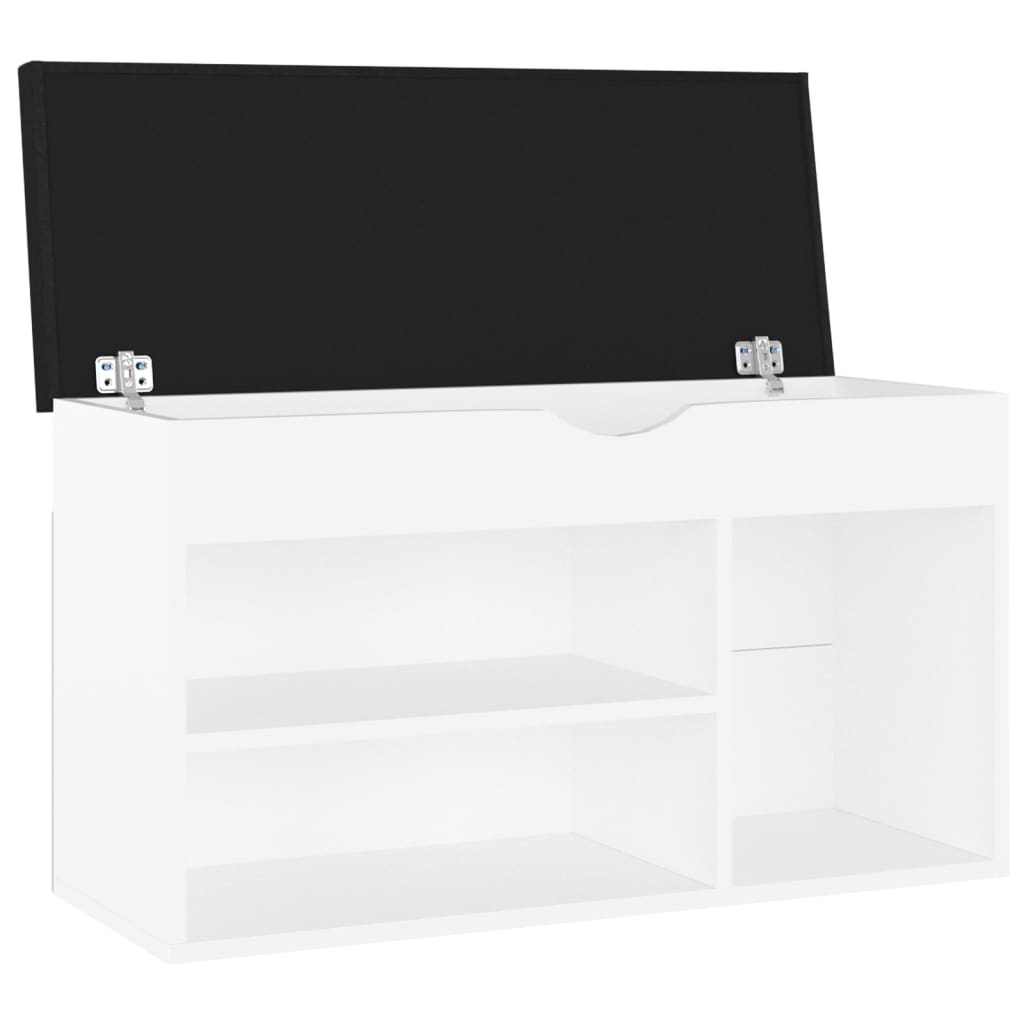 skobænk med hynde 80x30x47 cm konstrueret træ hvid