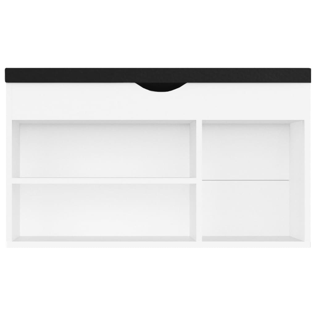 skobænk med hynde 80x30x47 cm konstrueret træ hvid