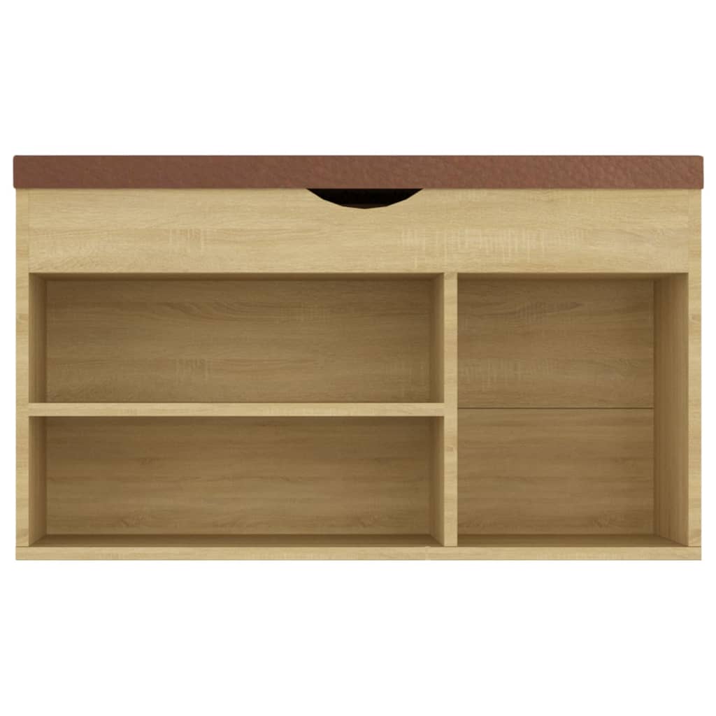 skobænk med hynde 80x30x47 cm konstrueret træ sonoma-eg