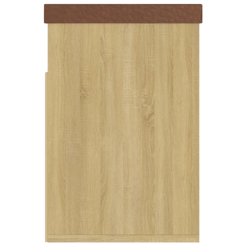 skobænk med hynde 80x30x47 cm konstrueret træ sonoma-eg