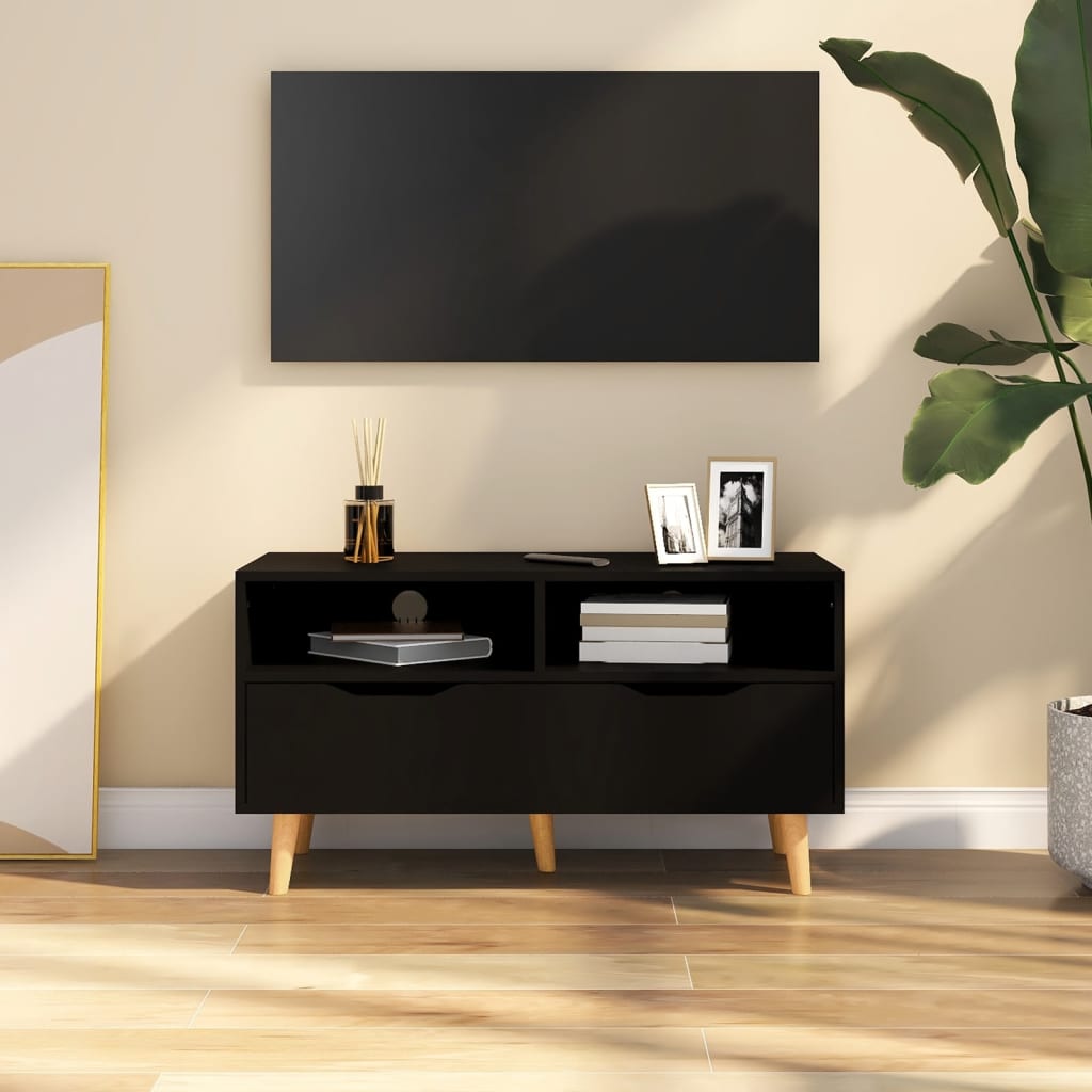 tv-bord 90x40x48,5 cm konstrueret træ sort