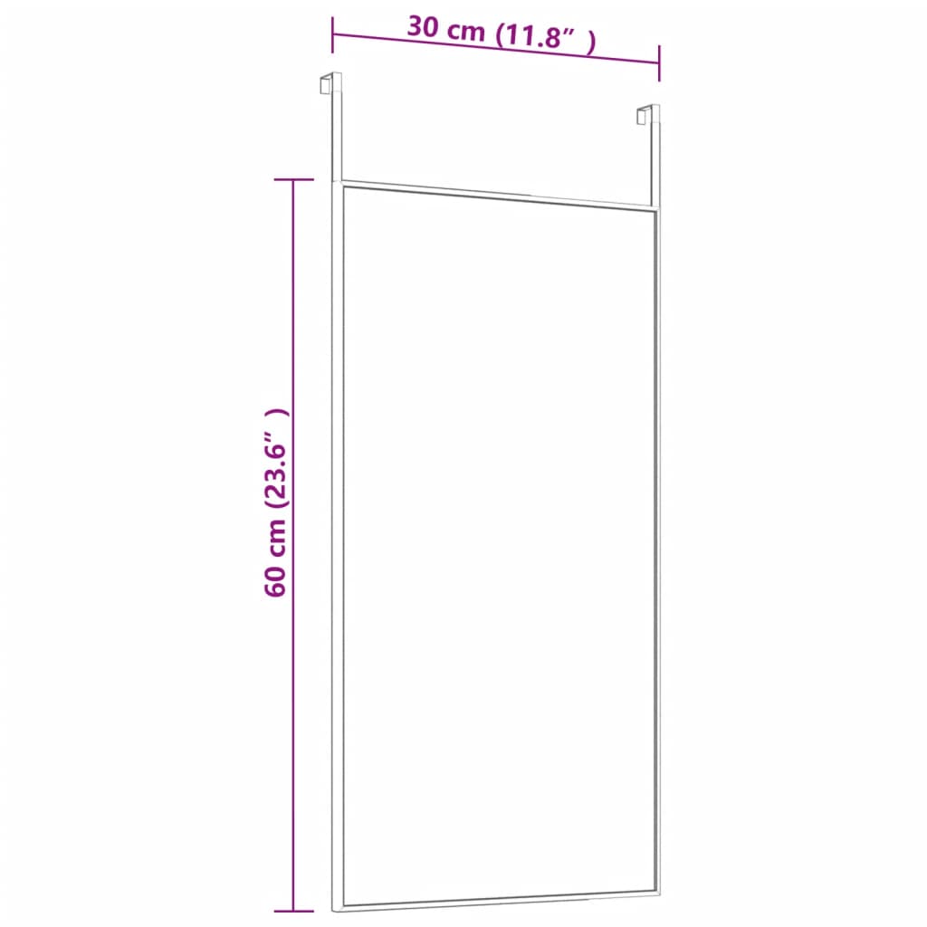 dørspejl 30x60 cm glas og aluminium guldfarvet