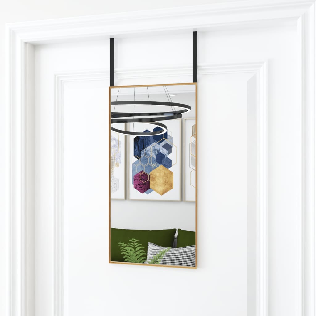 dørspejl 30x60 cm glas og aluminium guldfarvet