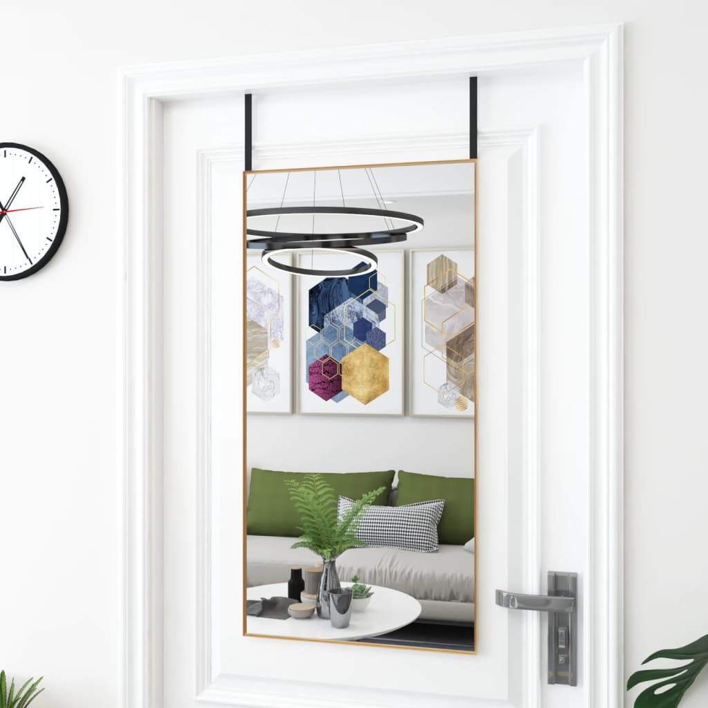 dørspejl 50x100 cm glas og aluminium guldfarvet