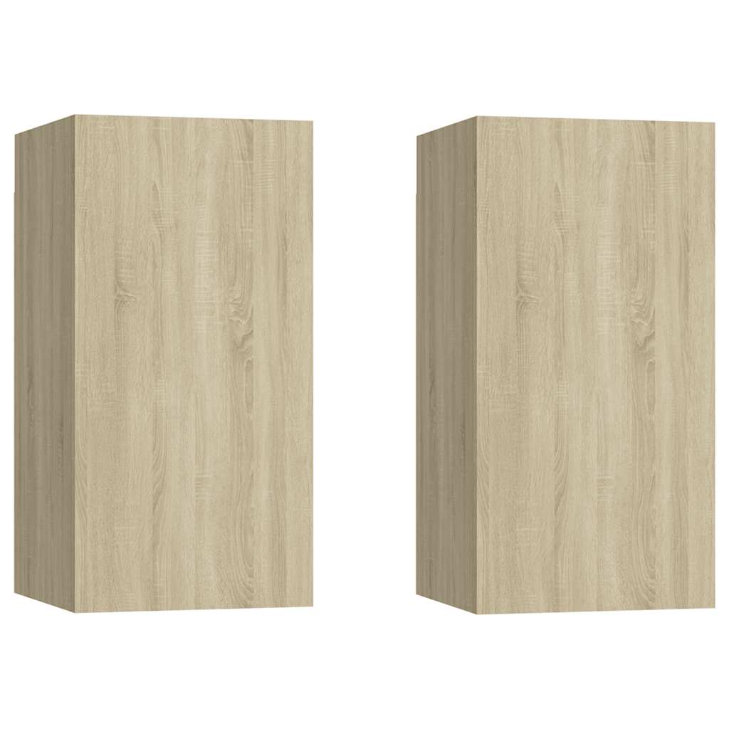 tv-borde 2 stk. 30,5x30x60 cm konstrueret træ sonoma-eg