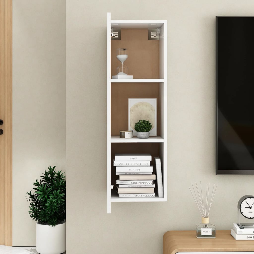 tv-skab 30,5x30x90 cm konstrueret træ hvid