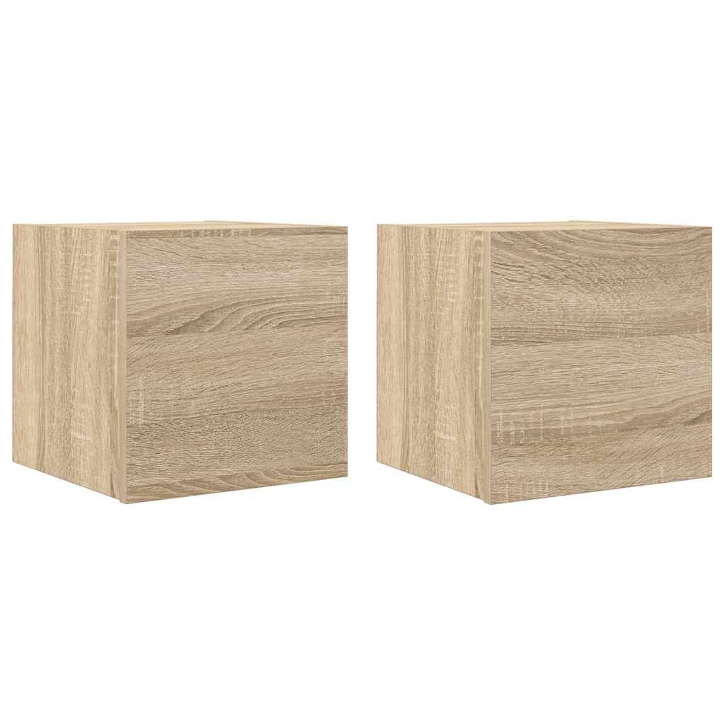 væghængte skabe 2 stk. 30,5x30x30 cm sonoma-eg