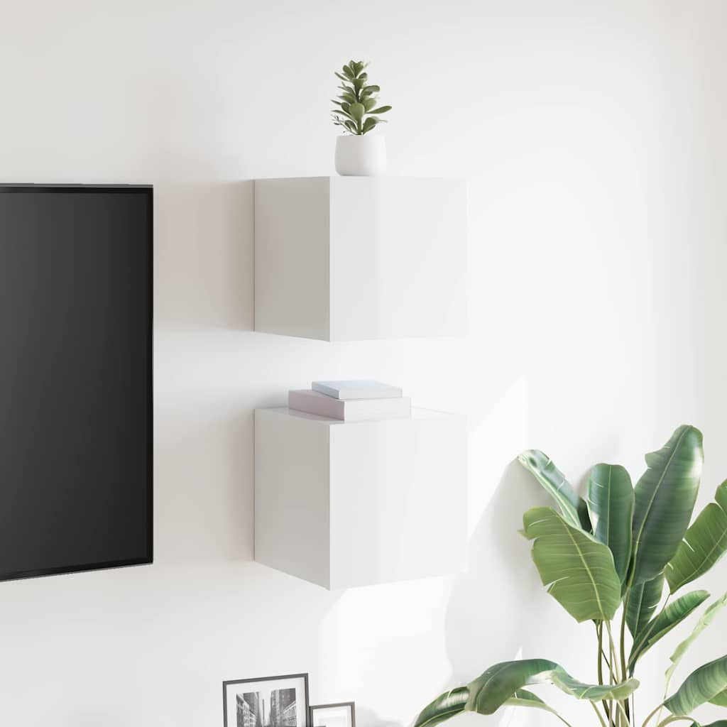 væghængte tv-skabe 2 stk. 30,5x30x30 cm hvid højglans