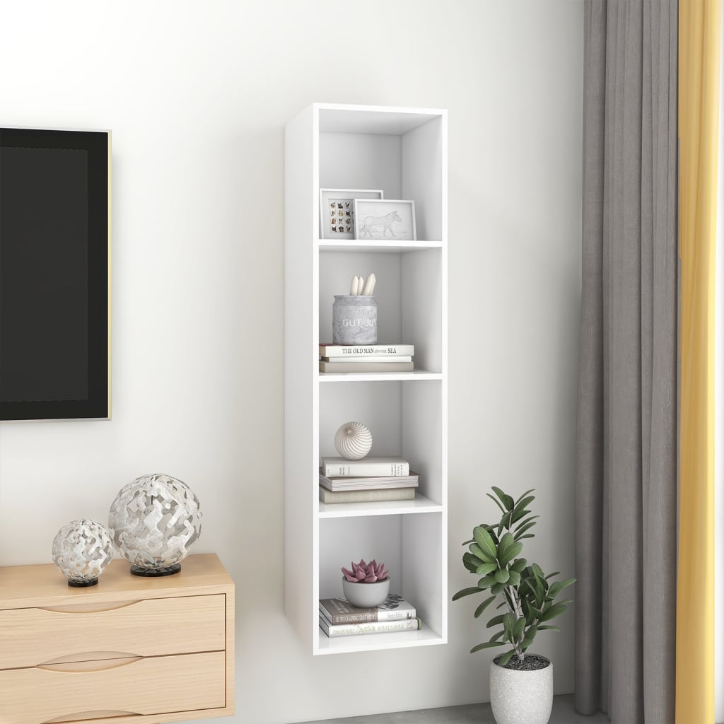 væghængt tv-skab 37x37x142,5 cm konstrueret træ hvid