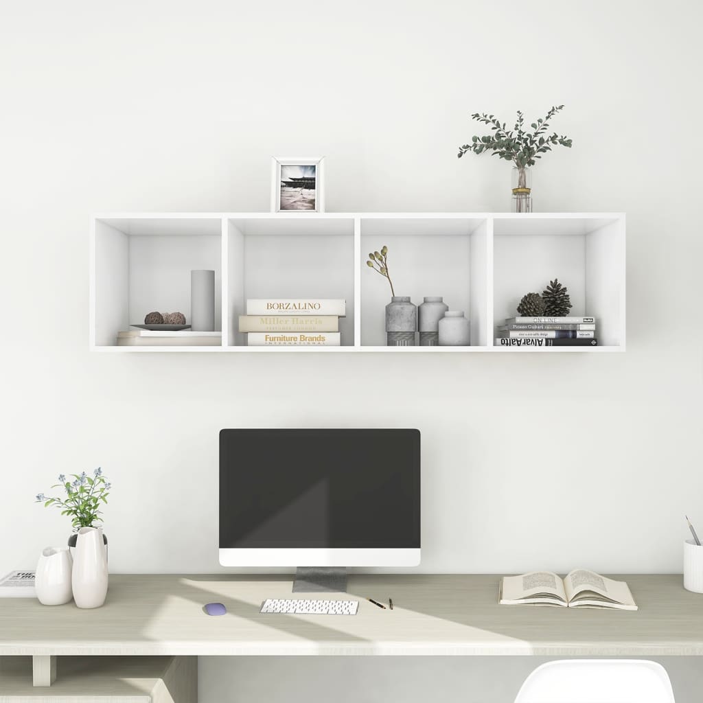 væghængt tv-skab 37x37x142,5 cm konstrueret træ hvid