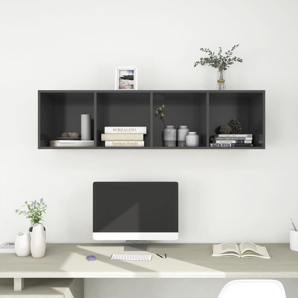 væghængt tv-skab 37x37x142,5 cm konstrueret træ grå