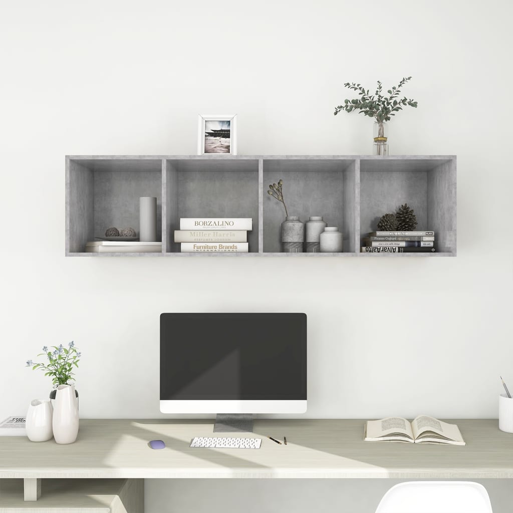 væghængt tv-skab 37x37x142,5 cm konstrueret træ betongrå