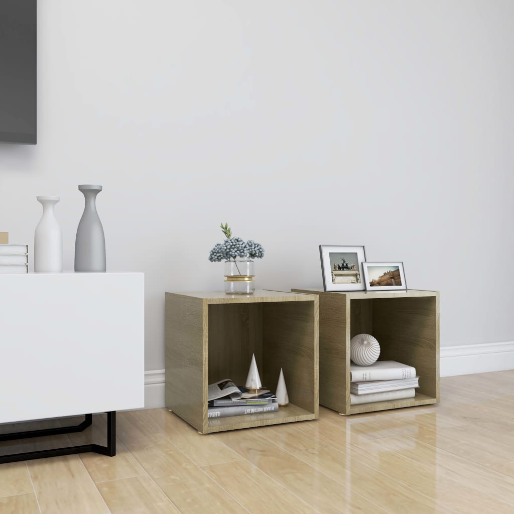 tv-borde 2 stk. 37x35x37 cm konstrueret træ sonoma-eg