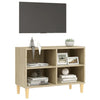 tv-skab med massive træben 69,5x30x50 cm sonoma-eg