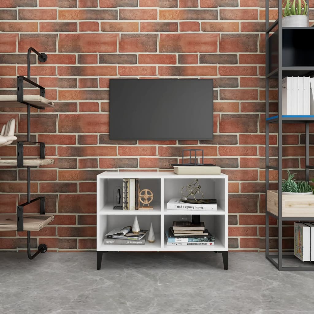 tv-skab med metalben 69,5x30x50 cm hvid