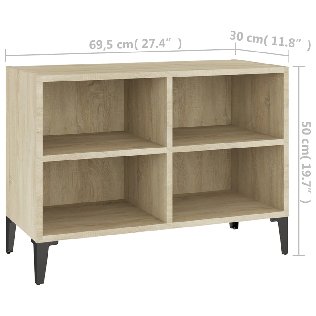 tv-skab m. metalben 69,5x30x50 cm sonoma-eg