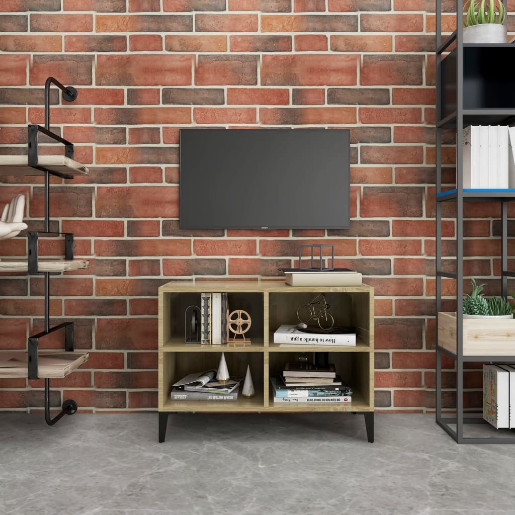 tv-skab m. metalben 69,5x30x50 cm sonoma-eg