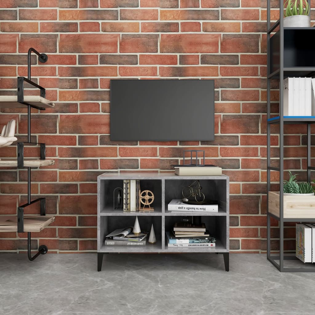 tv-skab med metalben 69,5x30x50 cm betongrå