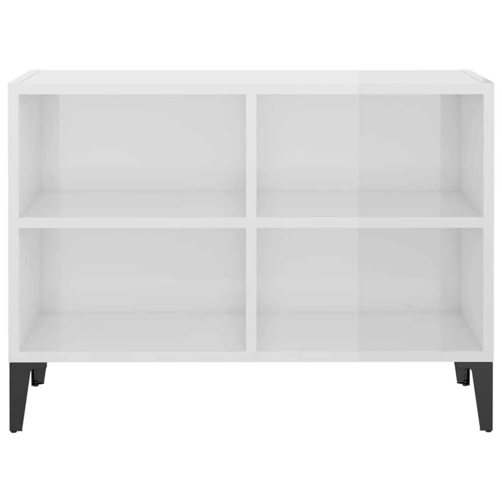 tv-skab med metalben 69,5x30x50 cm hvid højglans