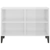 tv-skab med metalben 69,5x30x50 cm hvid højglans
