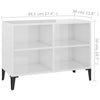 tv-skab med metalben 69,5x30x50 cm hvid højglans