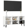 tv-skab med metalben 103,5x30x50 cm hvid