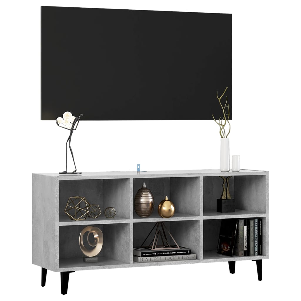 tv-skab med metalben 103,5x30x50 cm betongrå
