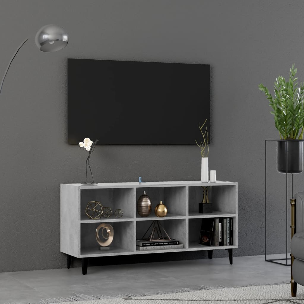 tv-skab med metalben 103,5x30x50 cm betongrå
