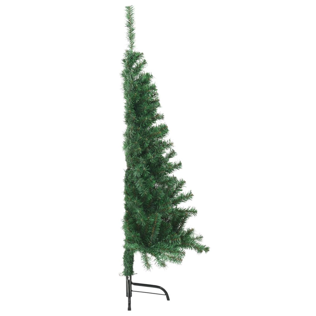 kunstigt halvt juletræ med juletræsfod 120 cm PVC grøn