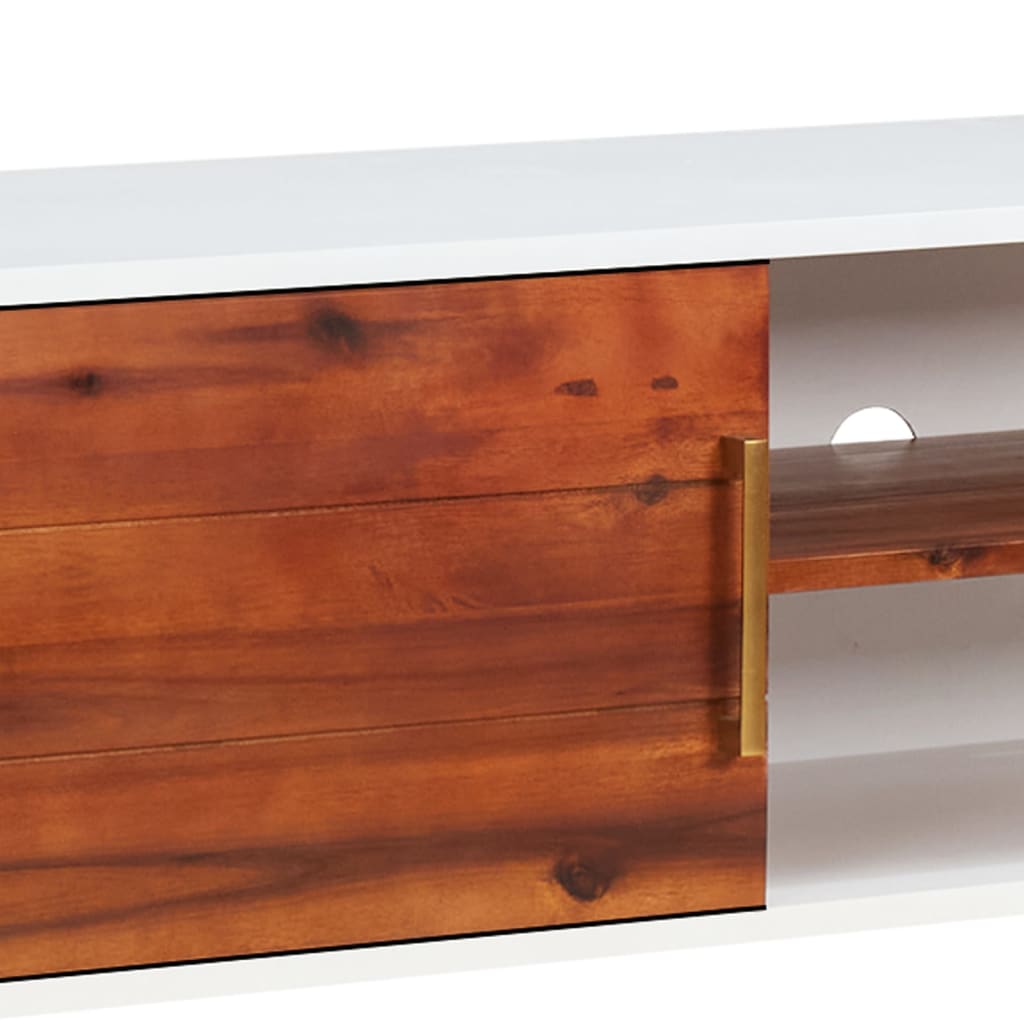 tv-skab 110x35x50 cm massivt akacietræ og MDF