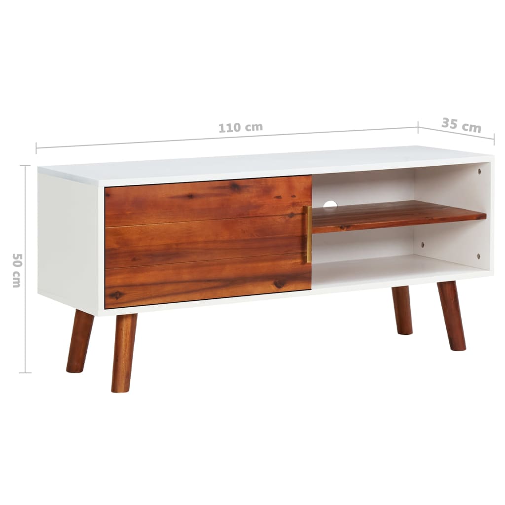 tv-skab 110x35x50 cm massivt akacietræ og MDF