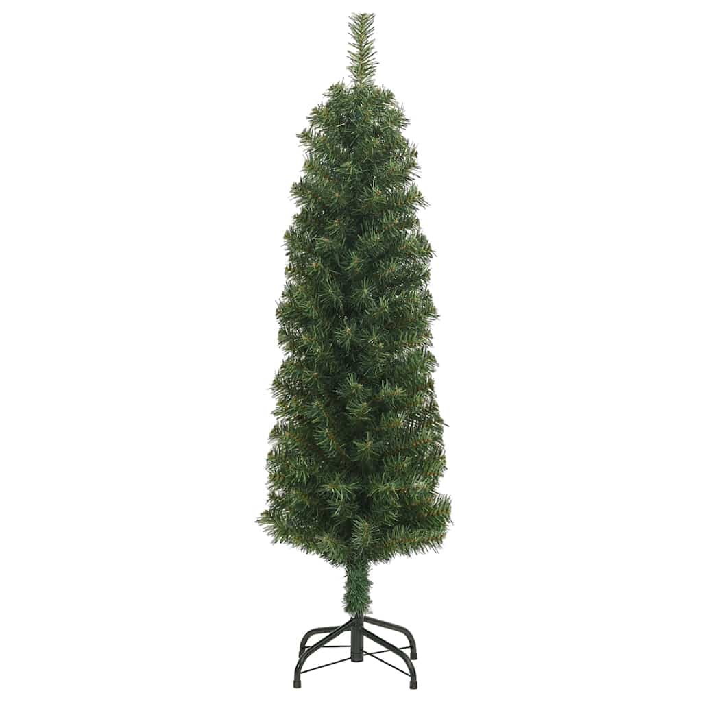 smalt kunstigt juletræ med juletræsfod 120 cm PVC grøn