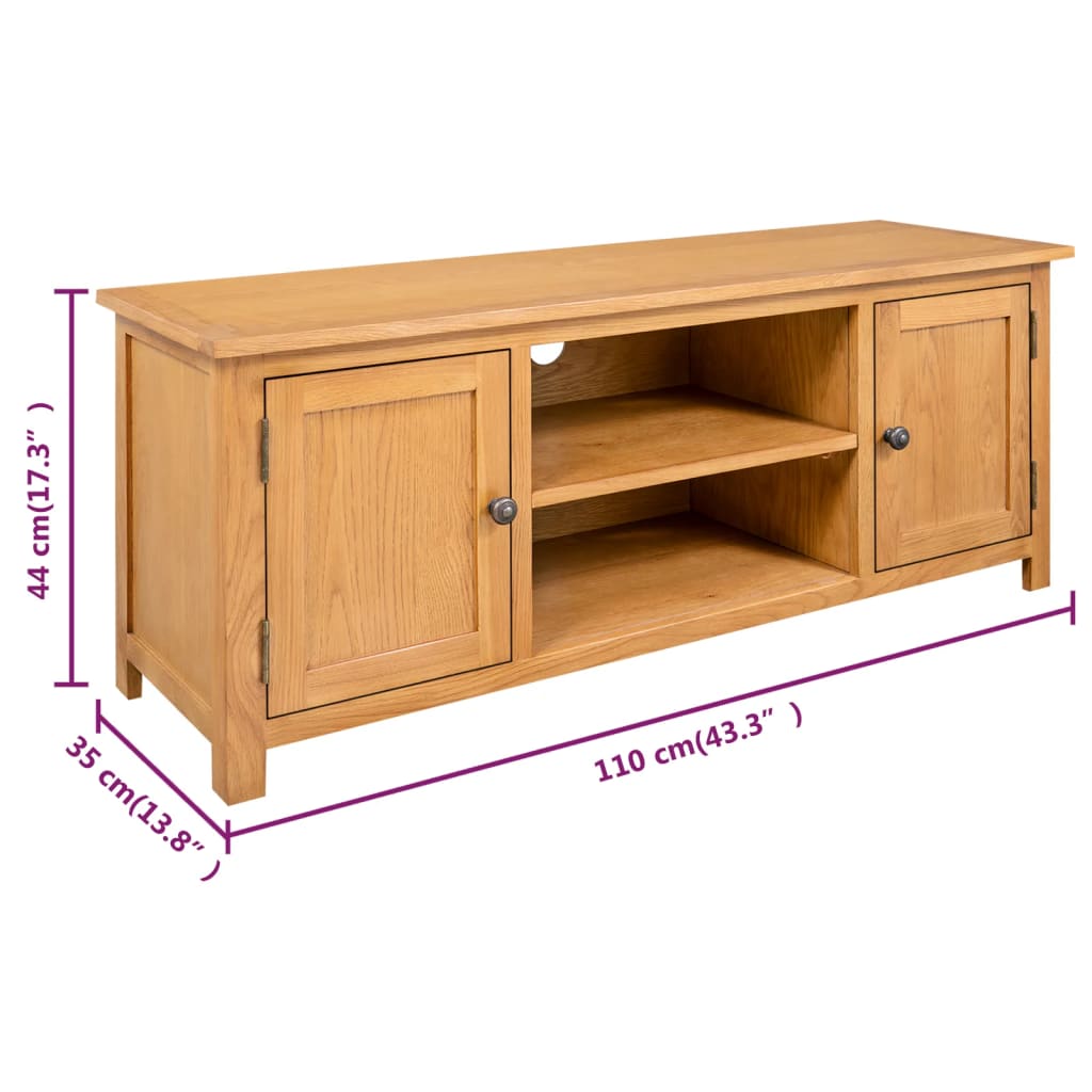 tv-skab 110x35x44 cm massivt egetræ