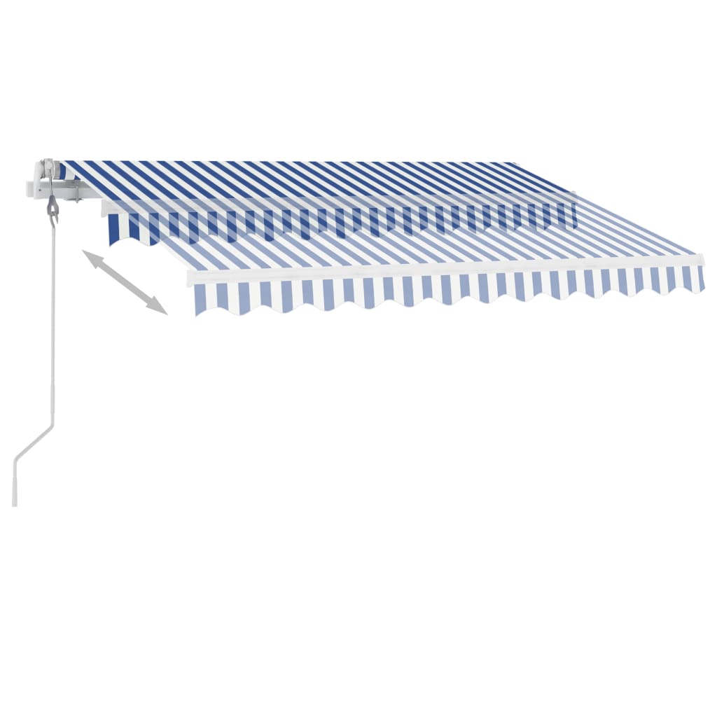 fritstående markise 300x250 cm automatisk betjening blå og hvid