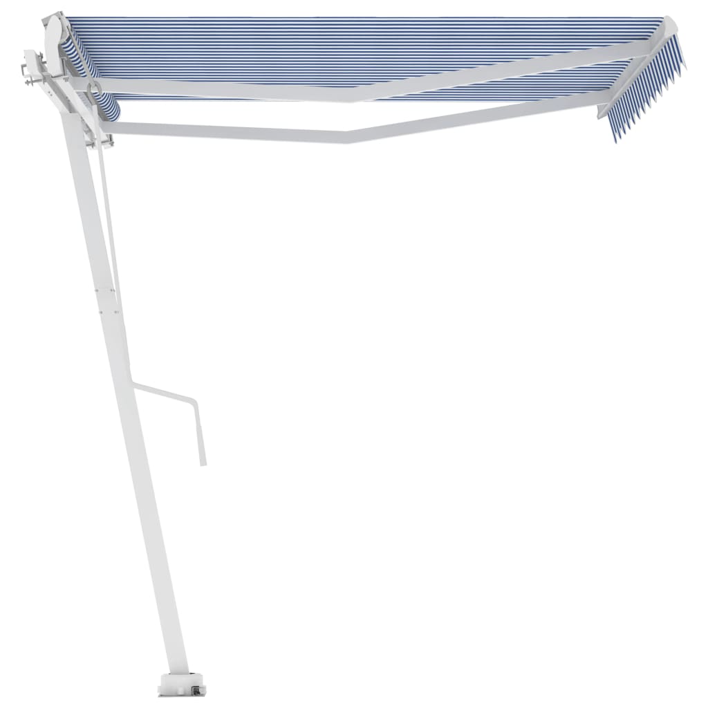 fritstående markise 300x250 cm automatisk betjening blå og hvid