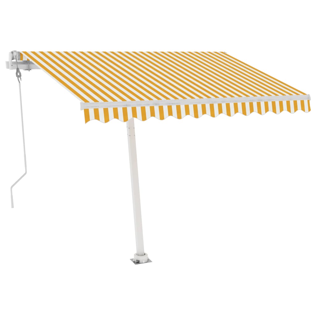 fritstående markise 300x250 cm automatisk betjening gul og hvid