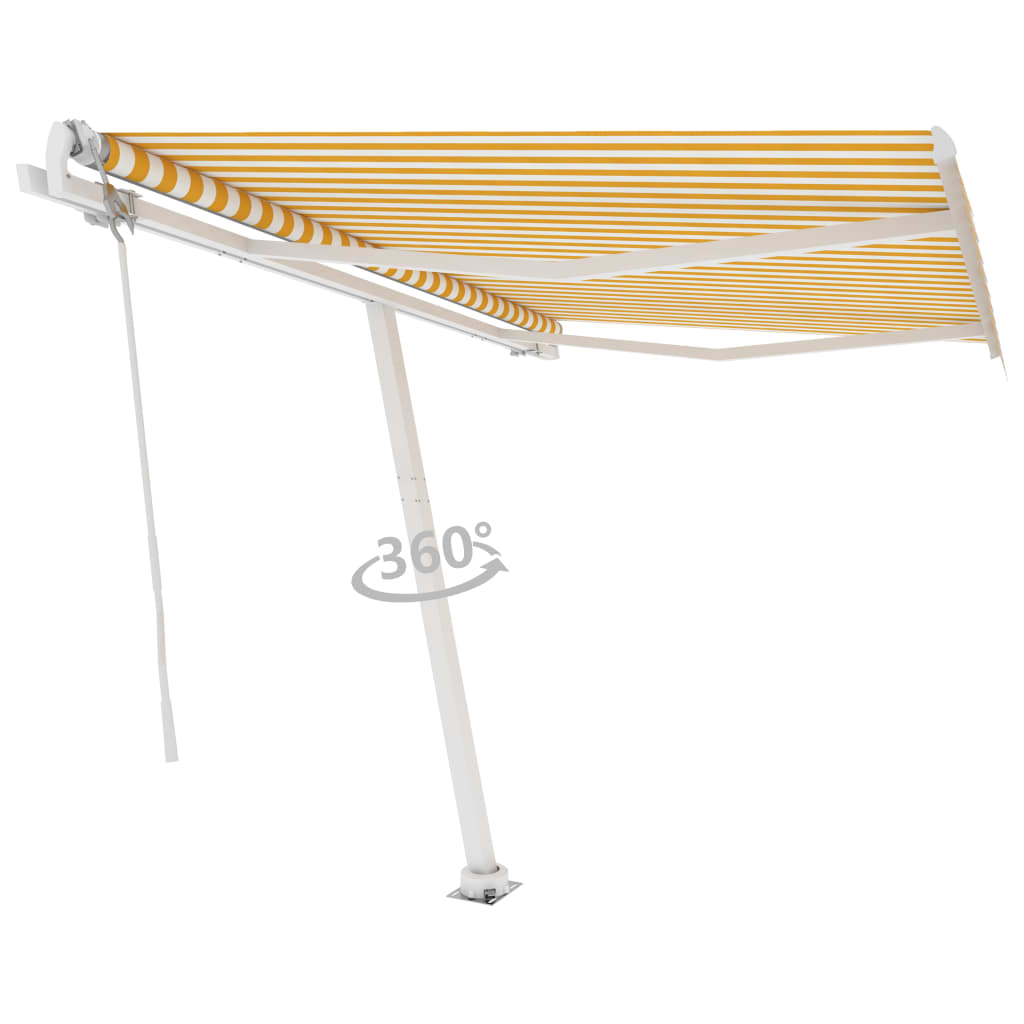 fritstående markise 300x250 cm automatisk betjening gul og hvid