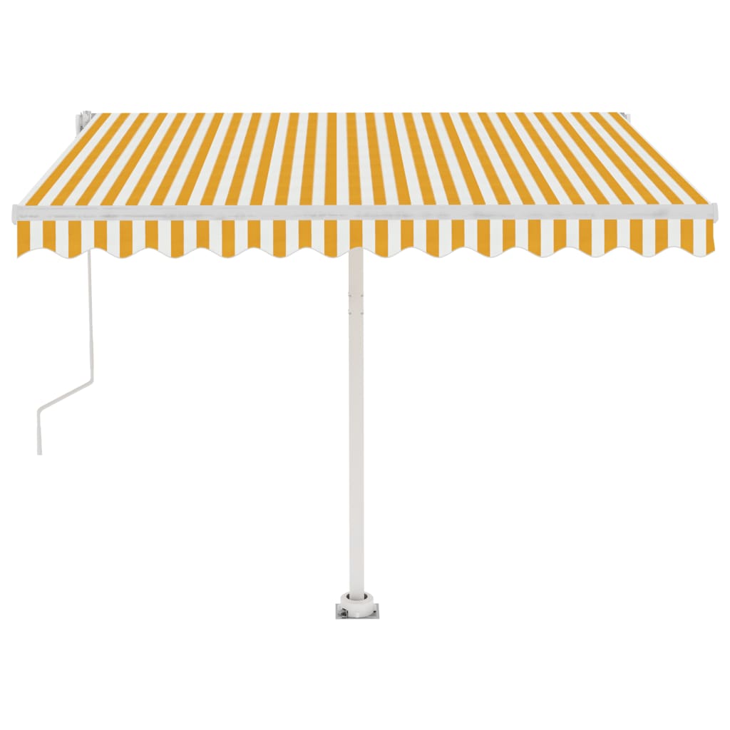 fritstående markise 300x250 cm automatisk betjening gul og hvid