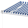 fritstående markise 400x350 cm automatisk betjening blå/hvid