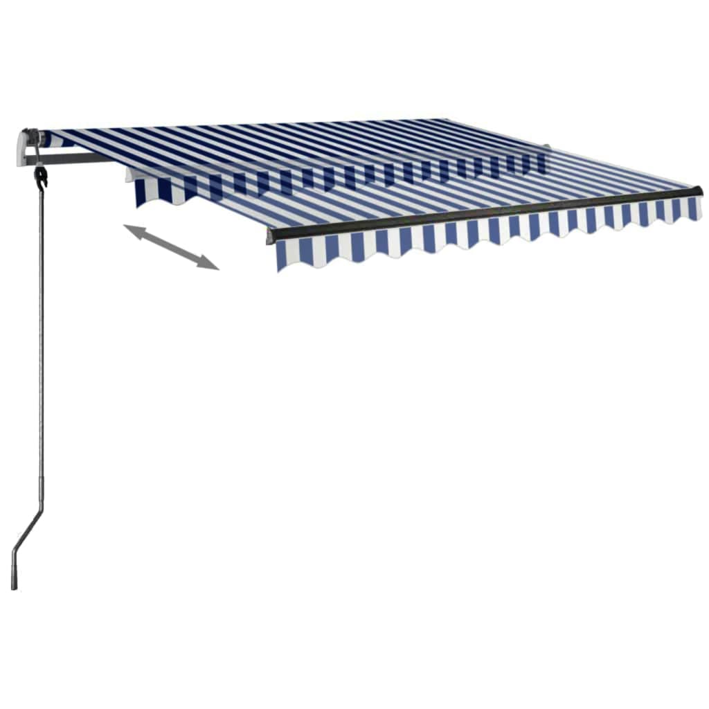 fritstående markise 300x250 cm manuel betjening blå og hvid