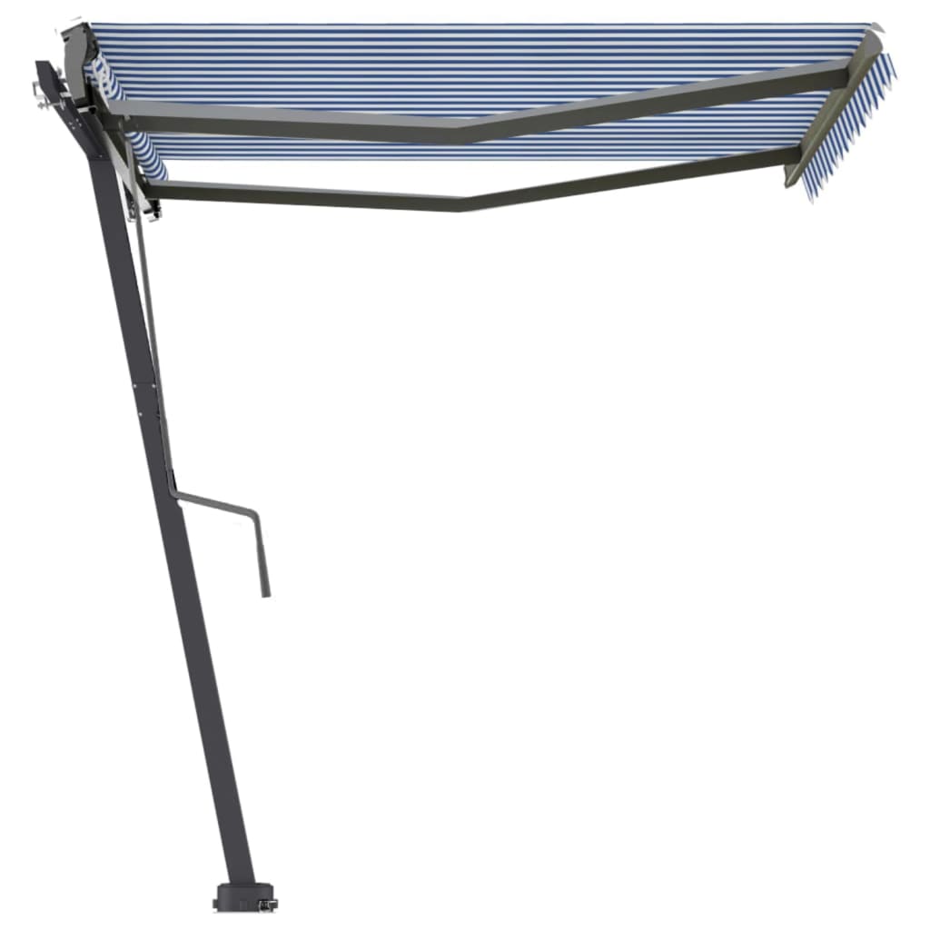 fritstående markise 300x250 cm automatisk betjening blå og hvid