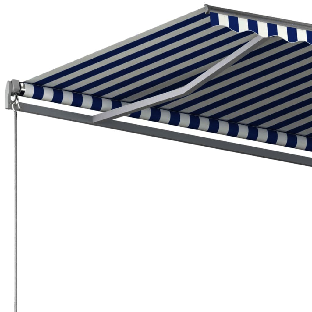 fritstående markise 300x250 cm automatisk betjening blå og hvid