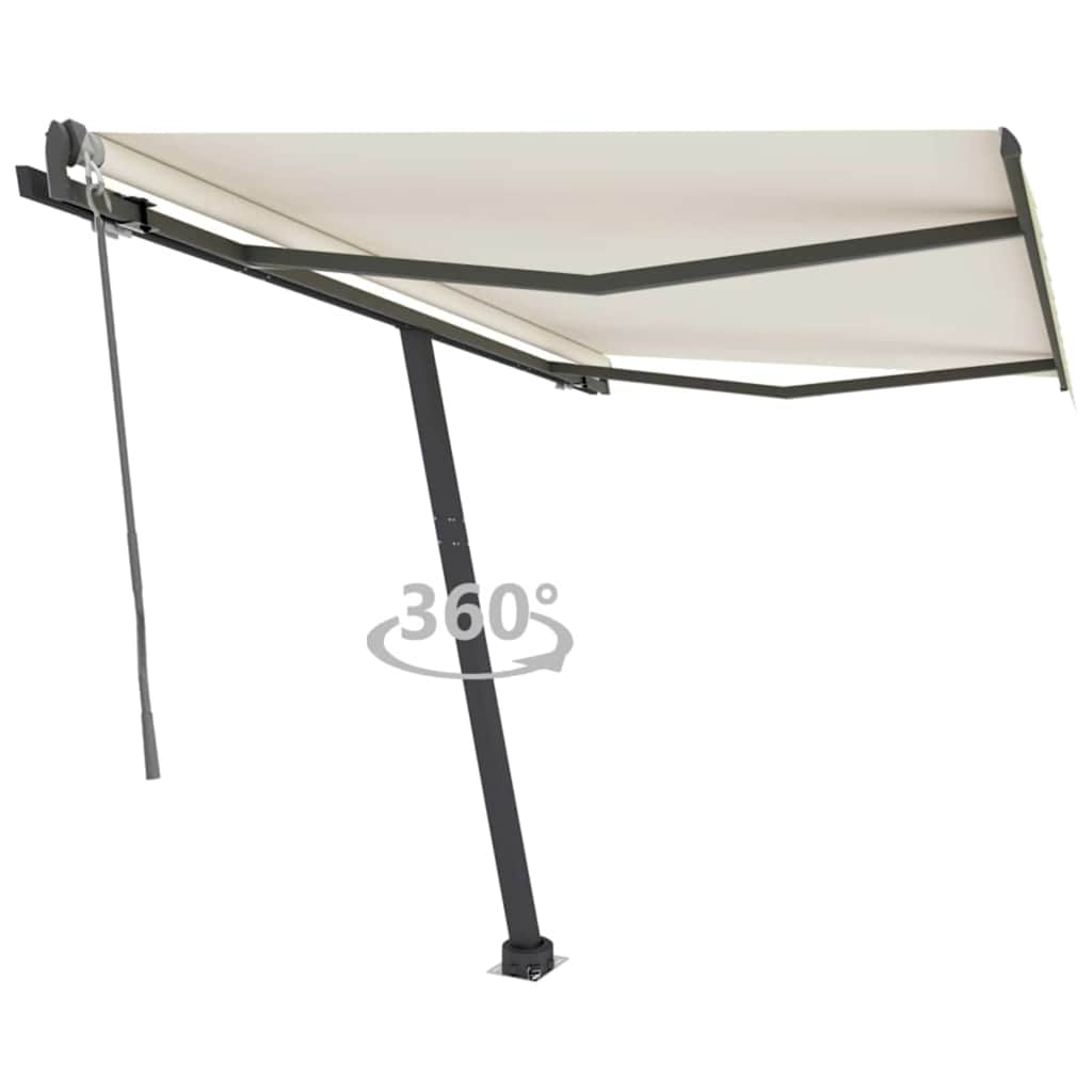 fritstående markise 300x250 cm automatisk betjening cremefarvet
