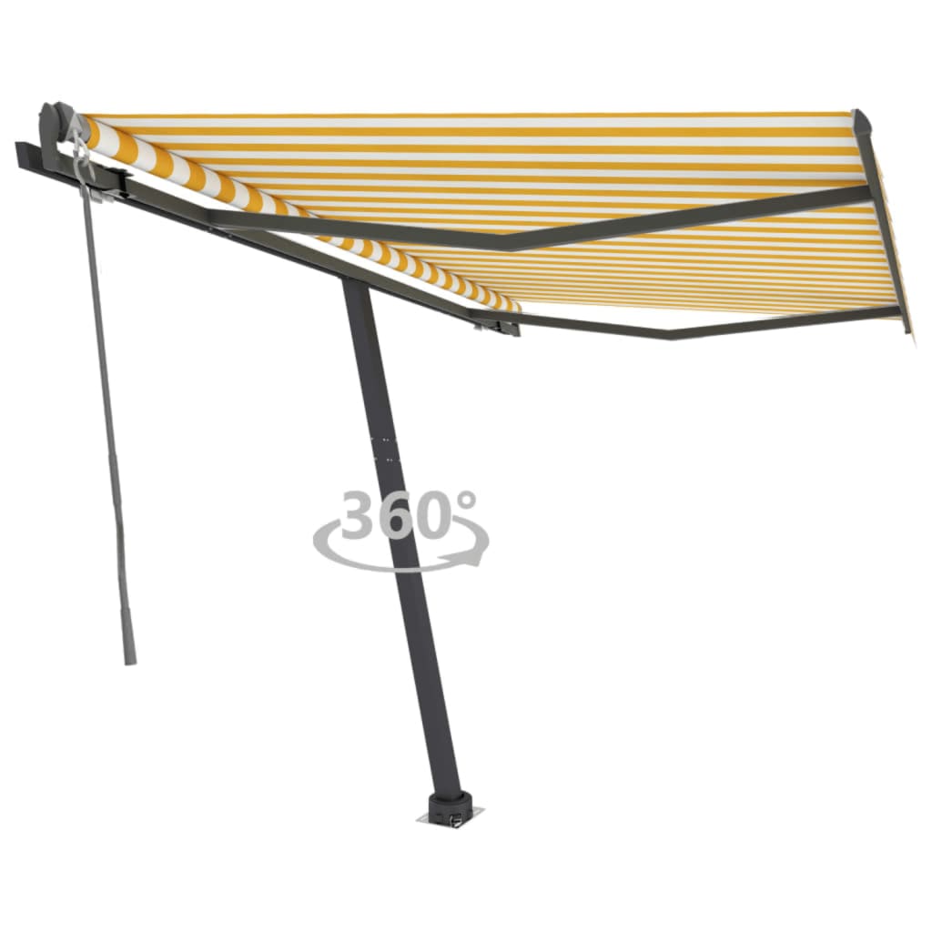 fritstående markise 300x250 cm automatisk betjening gul og hvid