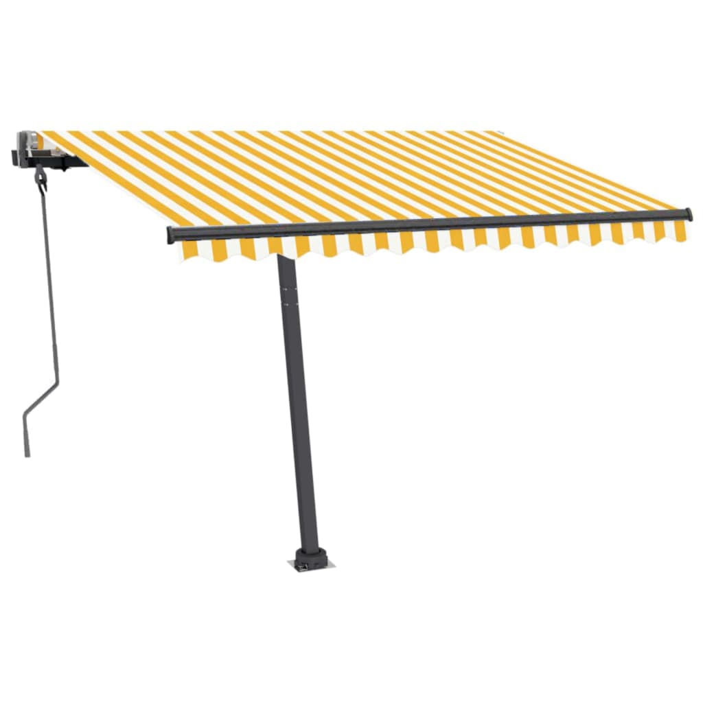fritstående markise 300x250 cm automatisk betjening gul og hvid