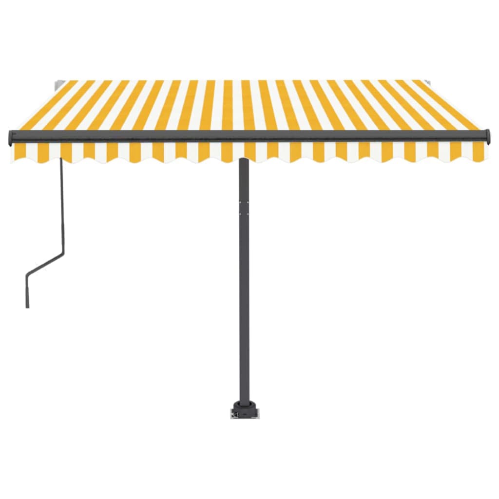 fritstående markise 300x250 cm automatisk betjening gul og hvid