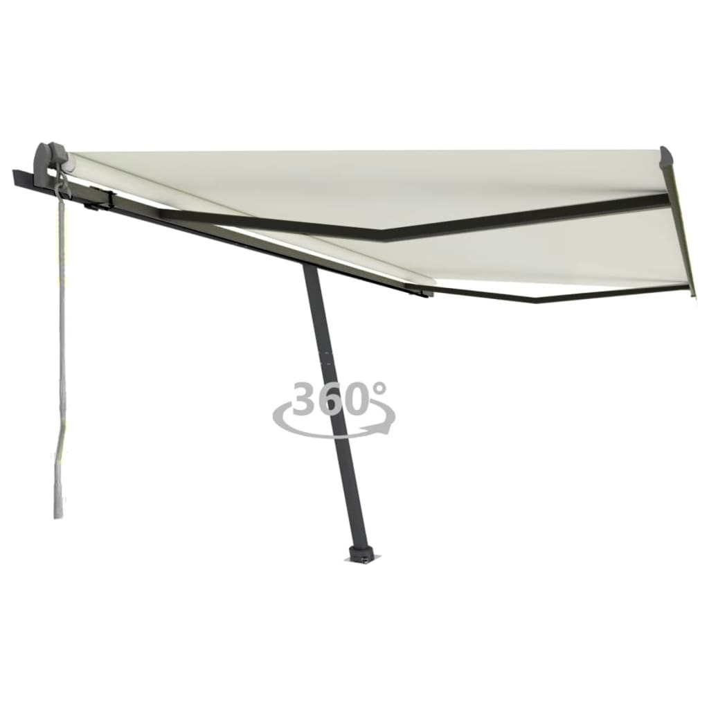 fritstående markise 400x350 cm automatisk betjening cremefarvet